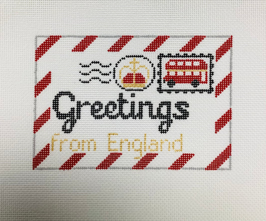Greetings from England Needlepoint Canvas