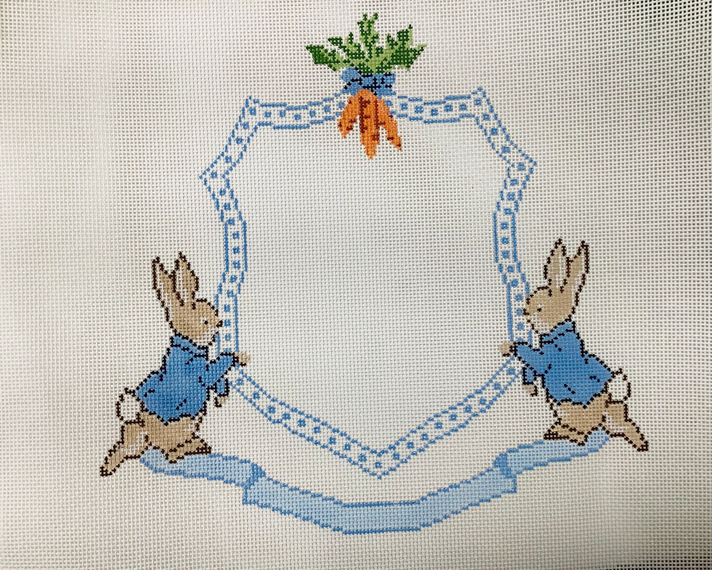Peter Rabbit Crest - Blue Needlepoint Canvas