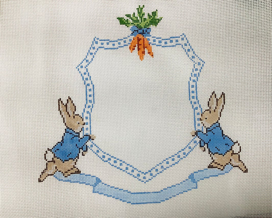 Peter Rabbit Crest - Blue Needlepoint Canvas