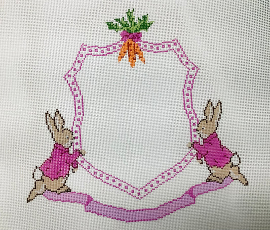 Peter Rabbit Crest - Pink Needlepoint Canvas