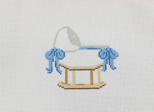 Baby Bassinet Blue with Bows