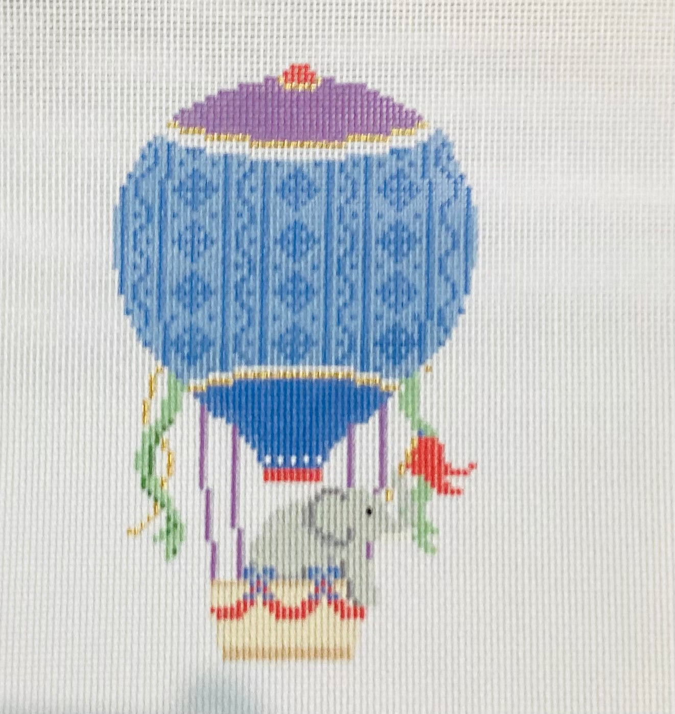 Blue and Purple Hot Air Balloon with Elephant