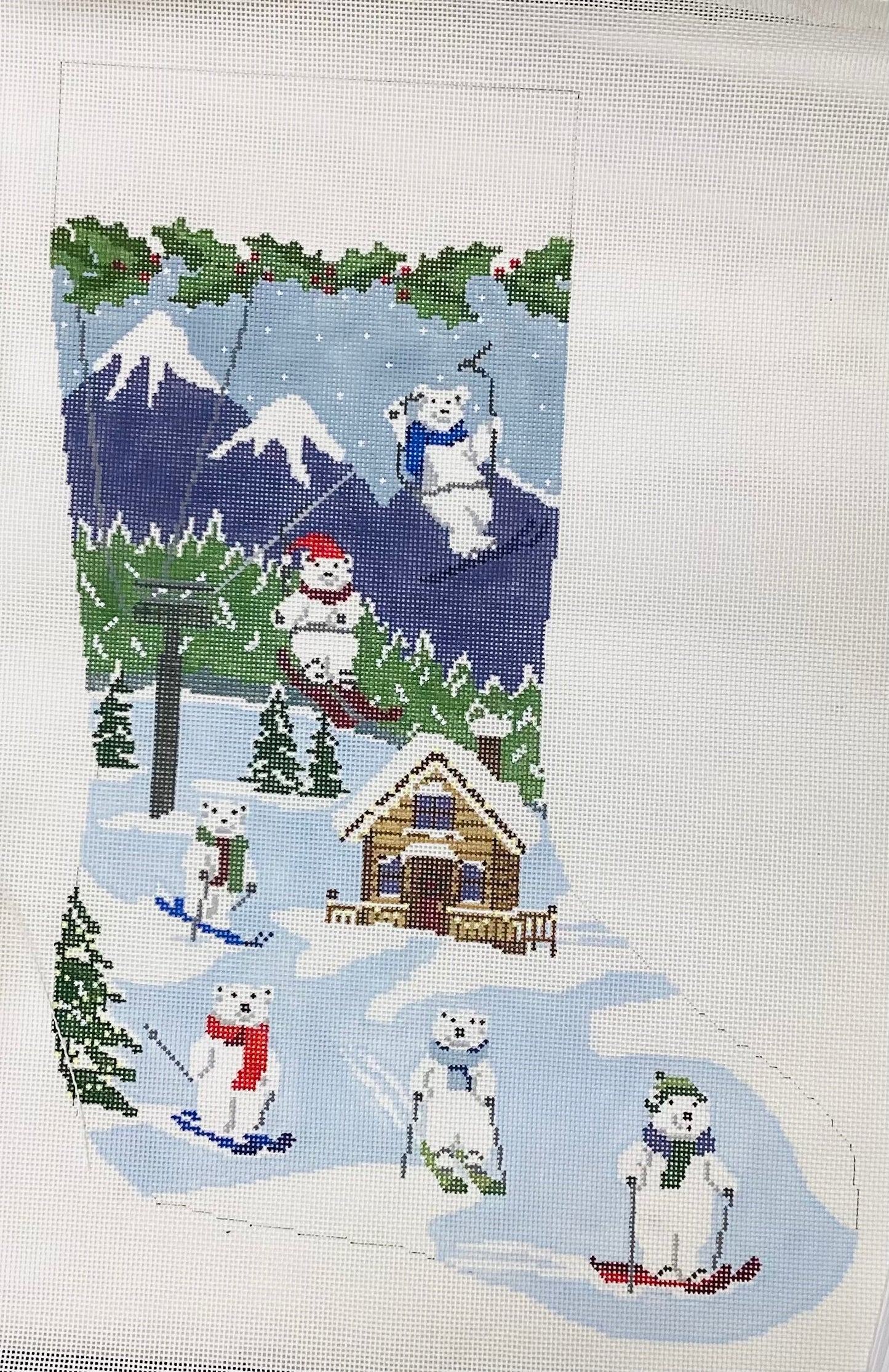 Polar Run Needlepoint Stocking