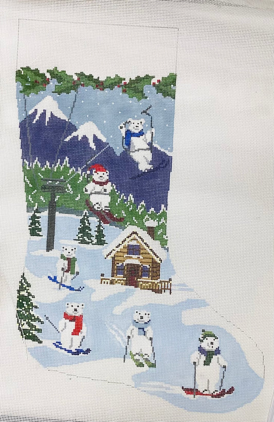 Polar Run Needlepoint Stocking