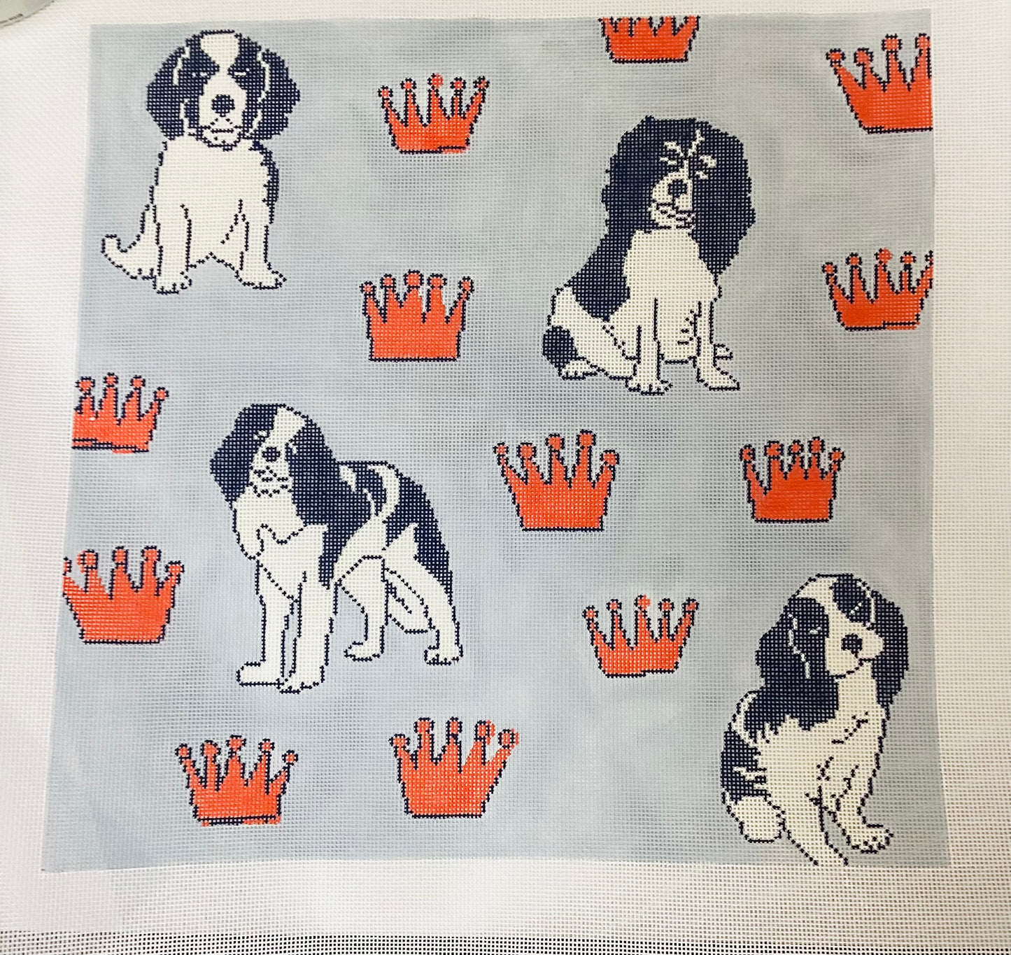King in Blue and Red Needlepoint Canvas