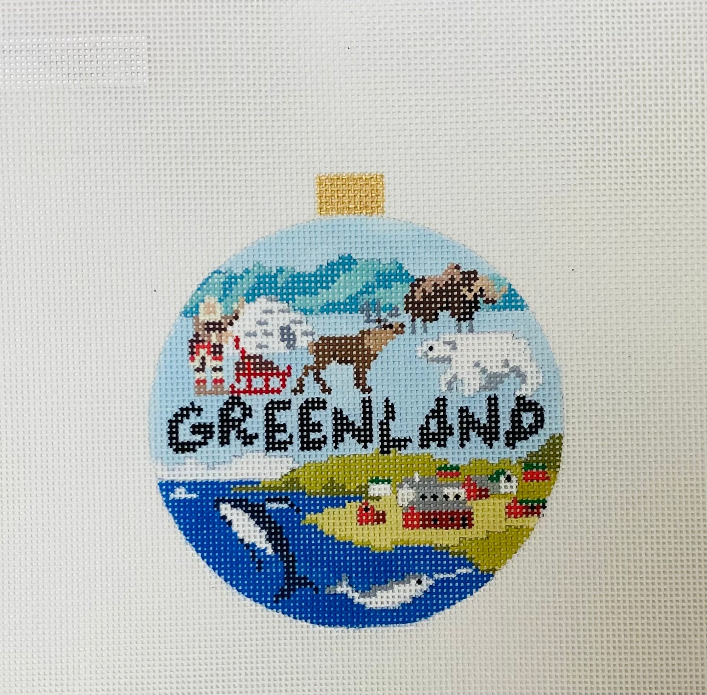 KB Travel Round - Greenland Needlepoint Ornament