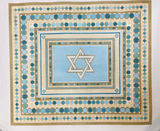 Teal with Star Tallis Bag Needlepoint Canvas