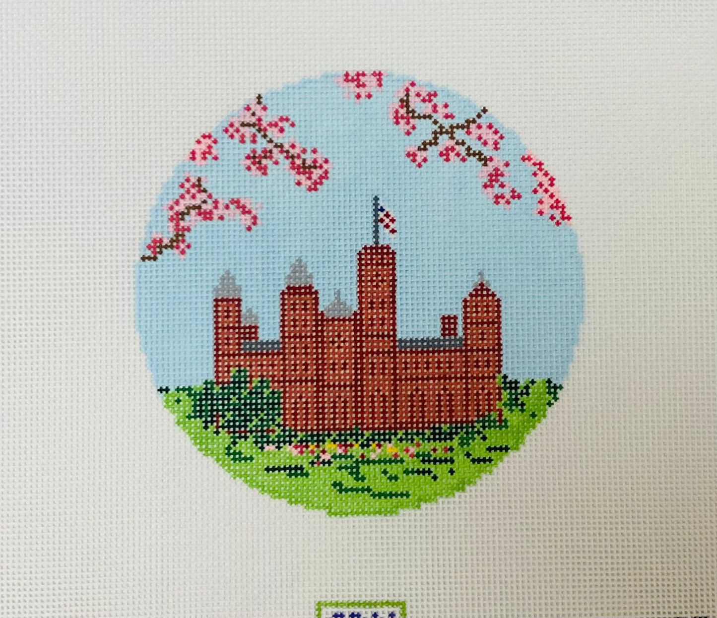 Smithsonian Castle Round Needlepoint Canvas
