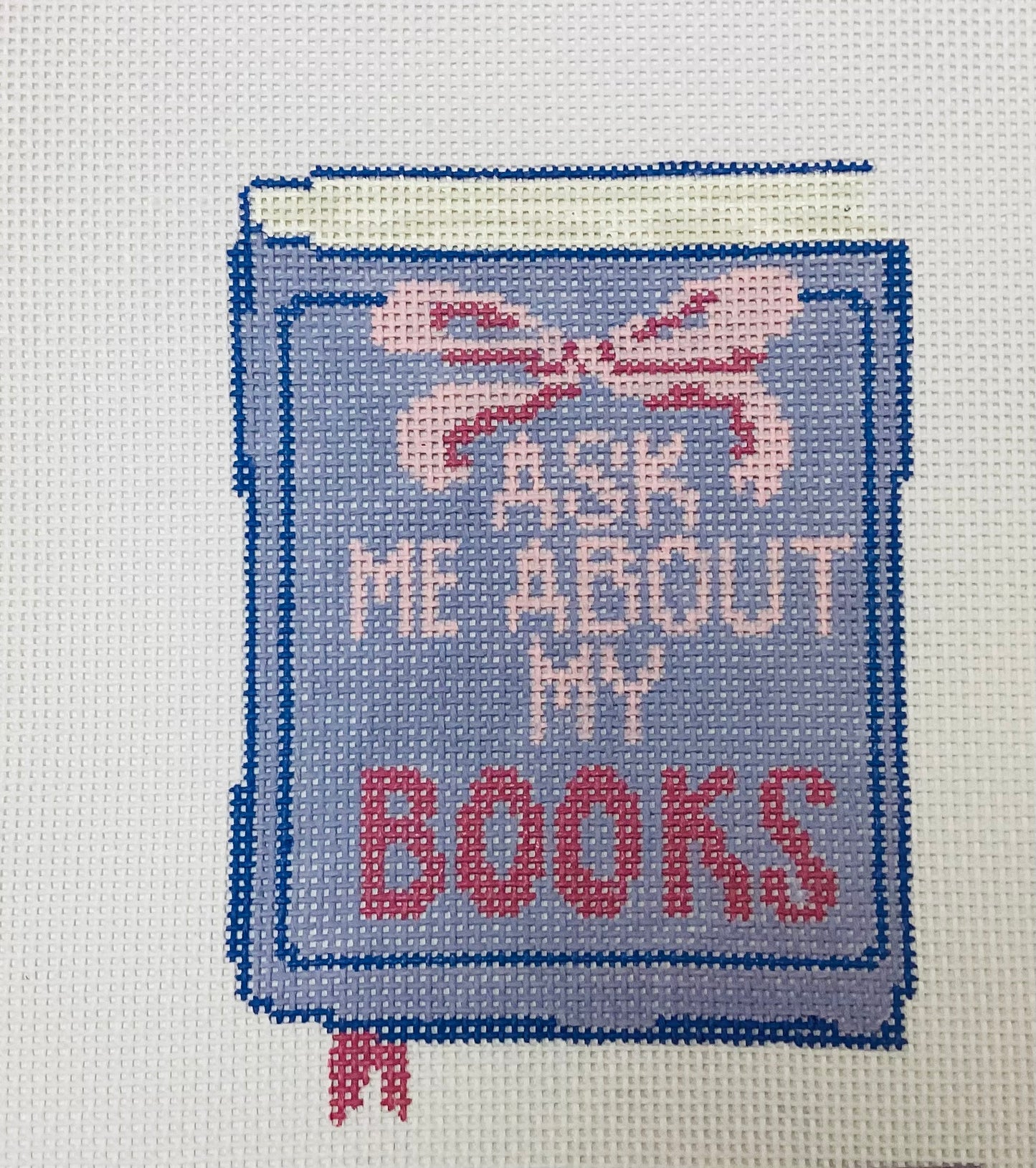 Ask me About My Books Needlepoint Canvas