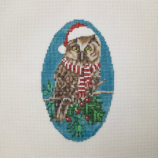 Christmas Owl Needlepoint Ornament