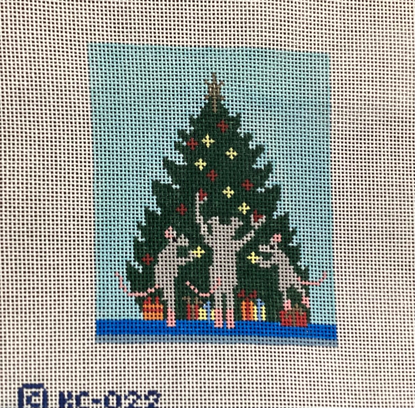 Mice with Christmas Tree Needlepoint Canvas