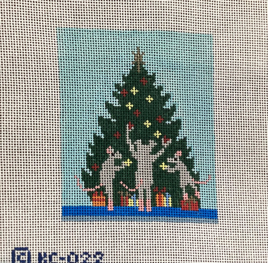Mice with Christmas Tree Needlepoint Canvas