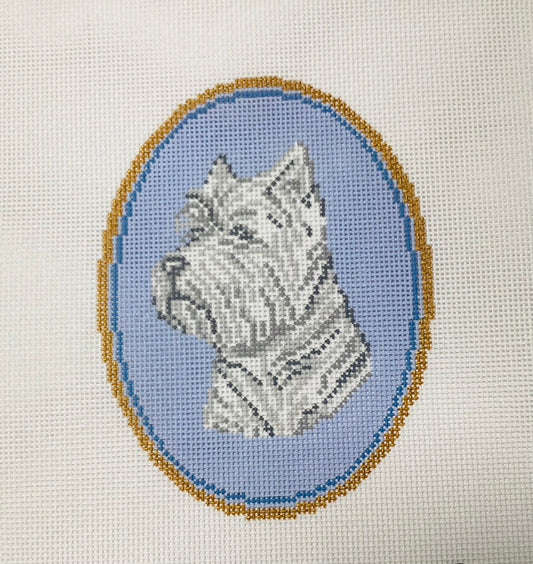 Westie Cameo Needlepoint Canvas