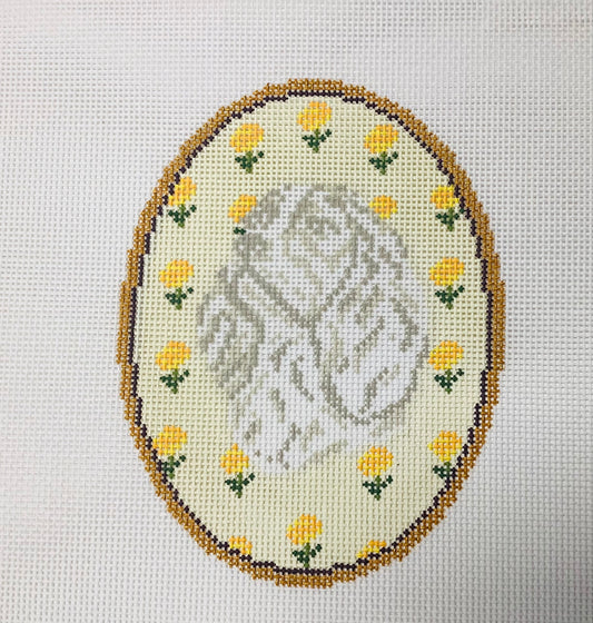 Cavalier King Charles with flowers Cameo Needlepoint Canvas