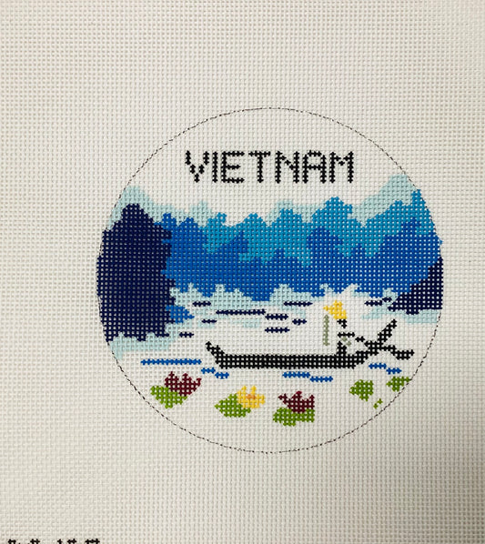 Vietnam Travel Round Needlepoint Canvas - ABC