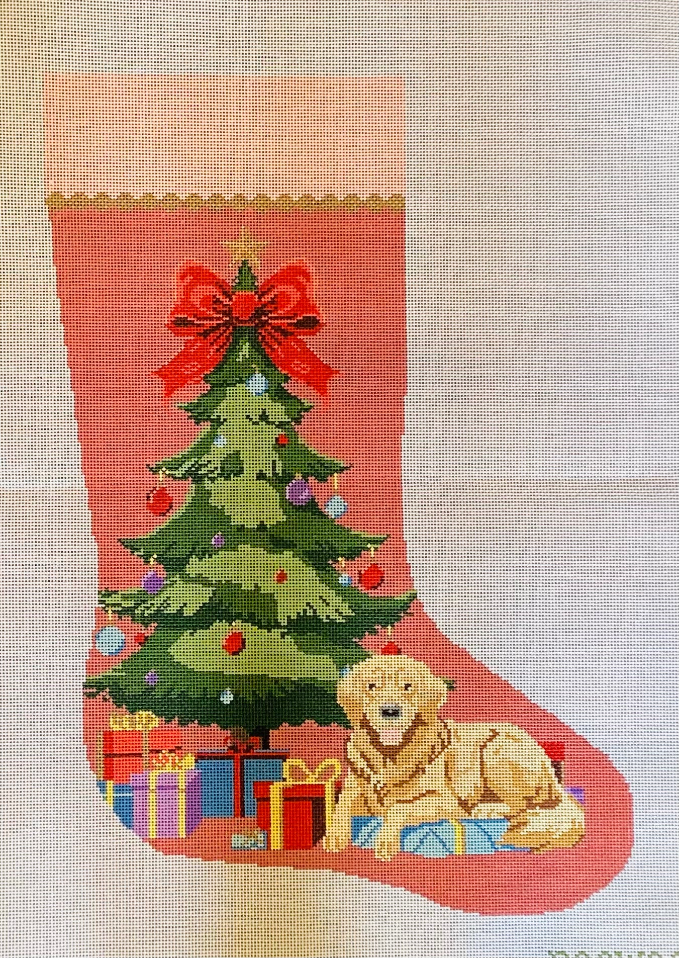 Under the Tree Needlepoint Stocking