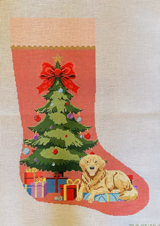 Under the Tree Needlepoint Stocking