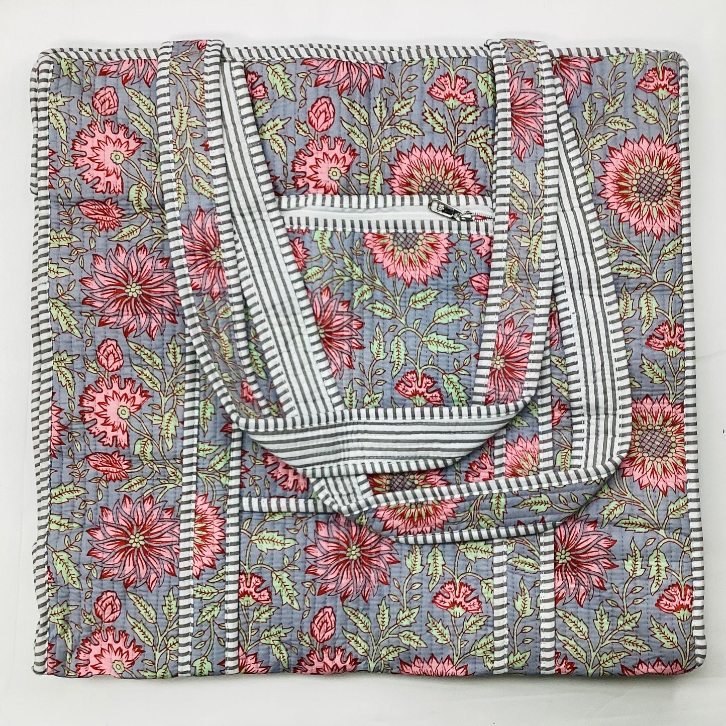 Large Cotton Quilted Tote Bag