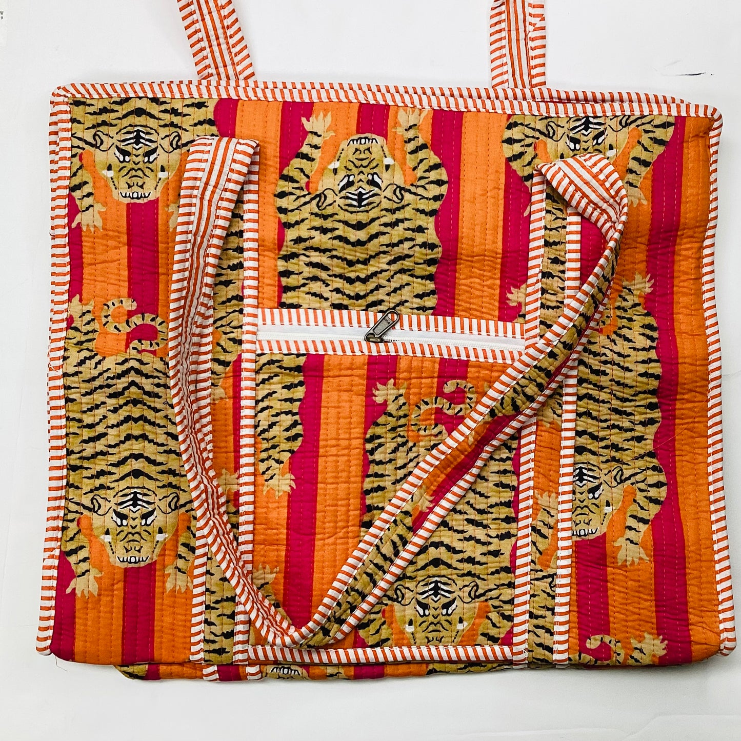Large Cotton Quilted Tote Bag