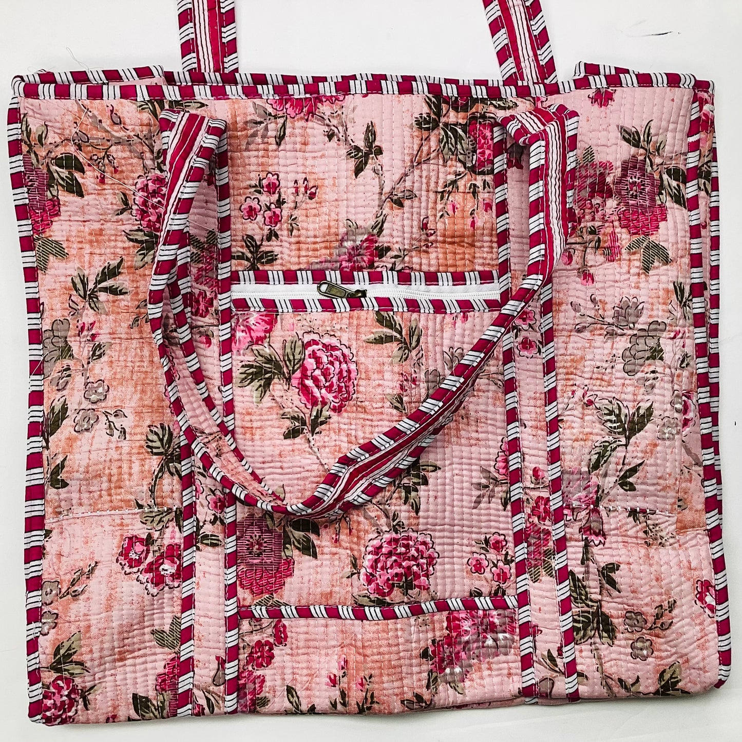 Large Cotton Quilted Tote Bag