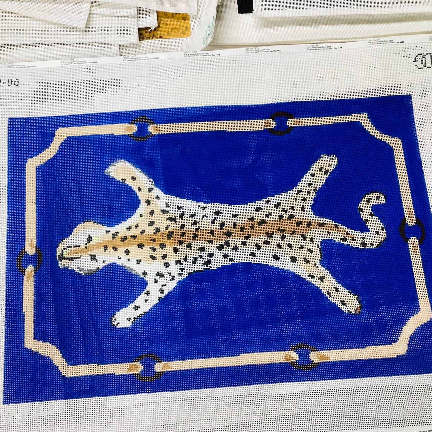 Leopard Pillow in Blue