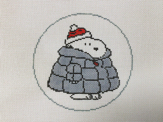 Peanuts Snoopy in Puffy Coat - Silver  Needlepoint Canvas
