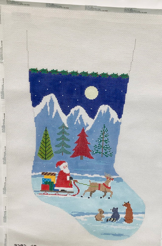 Sleigh Ride Delivery Stocking Needlepoint Canvas