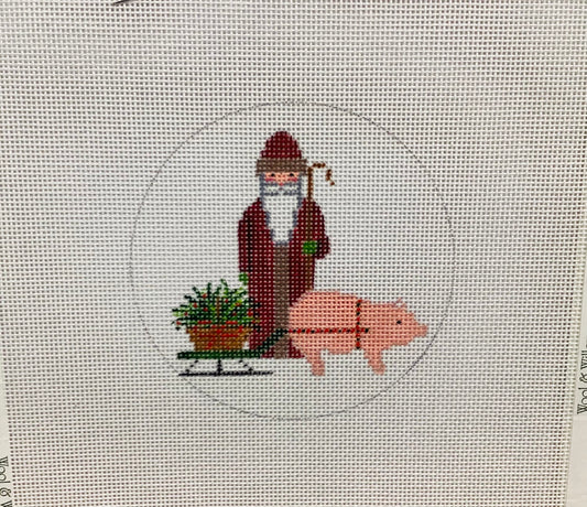 Santa and Pig Ornament Needlepoint Canvas