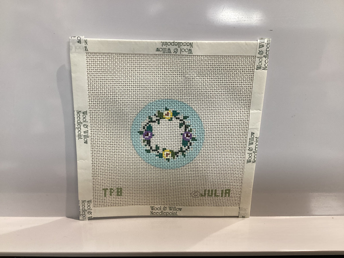 Floral spring mini round Needlepoint Canvas