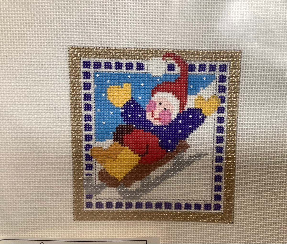 Down the Hill Fast! Needlepoint Canvas with Stitch Guide