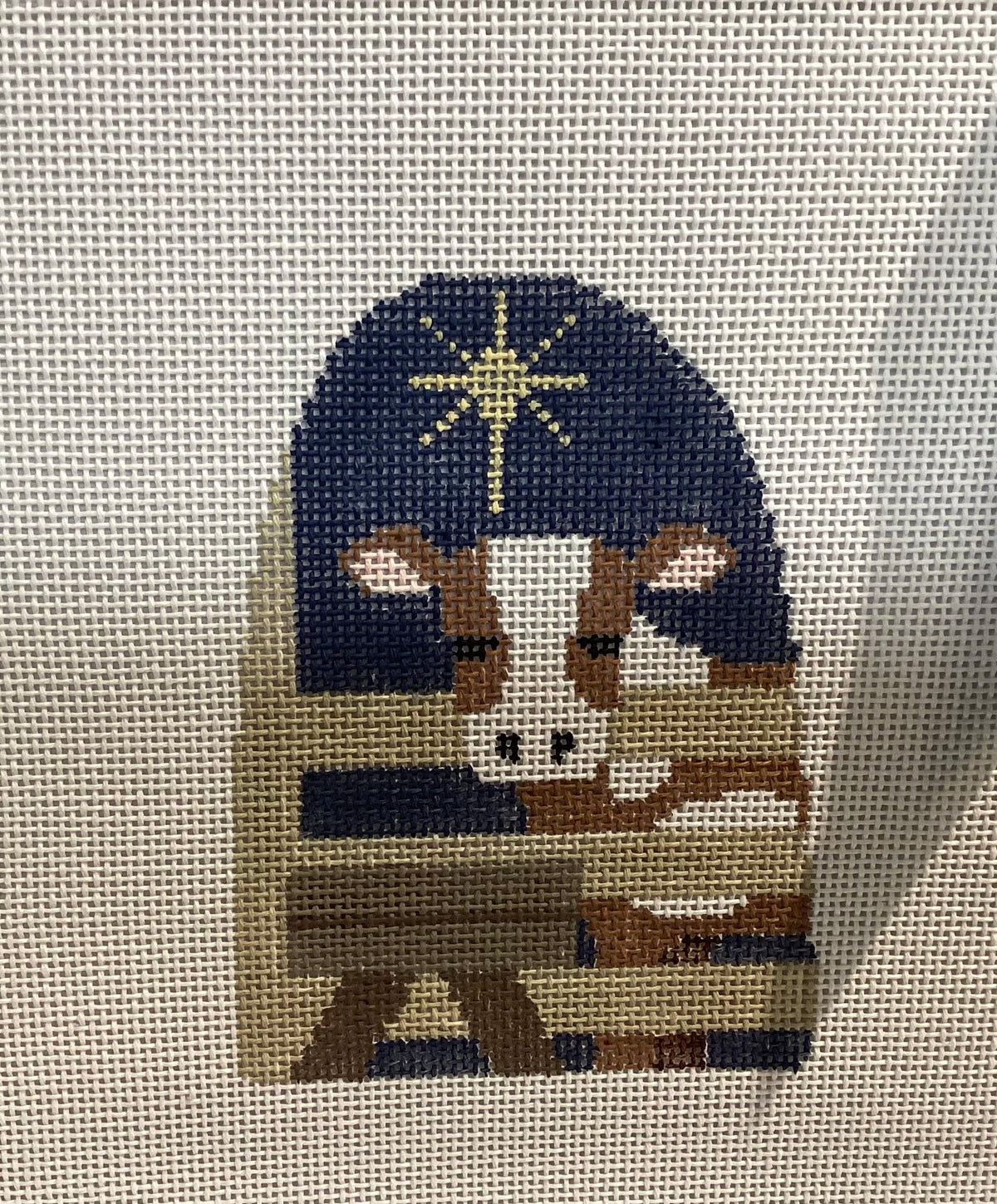 Cow with Manger Standup Needlepoint Canvas with Stitch Guide