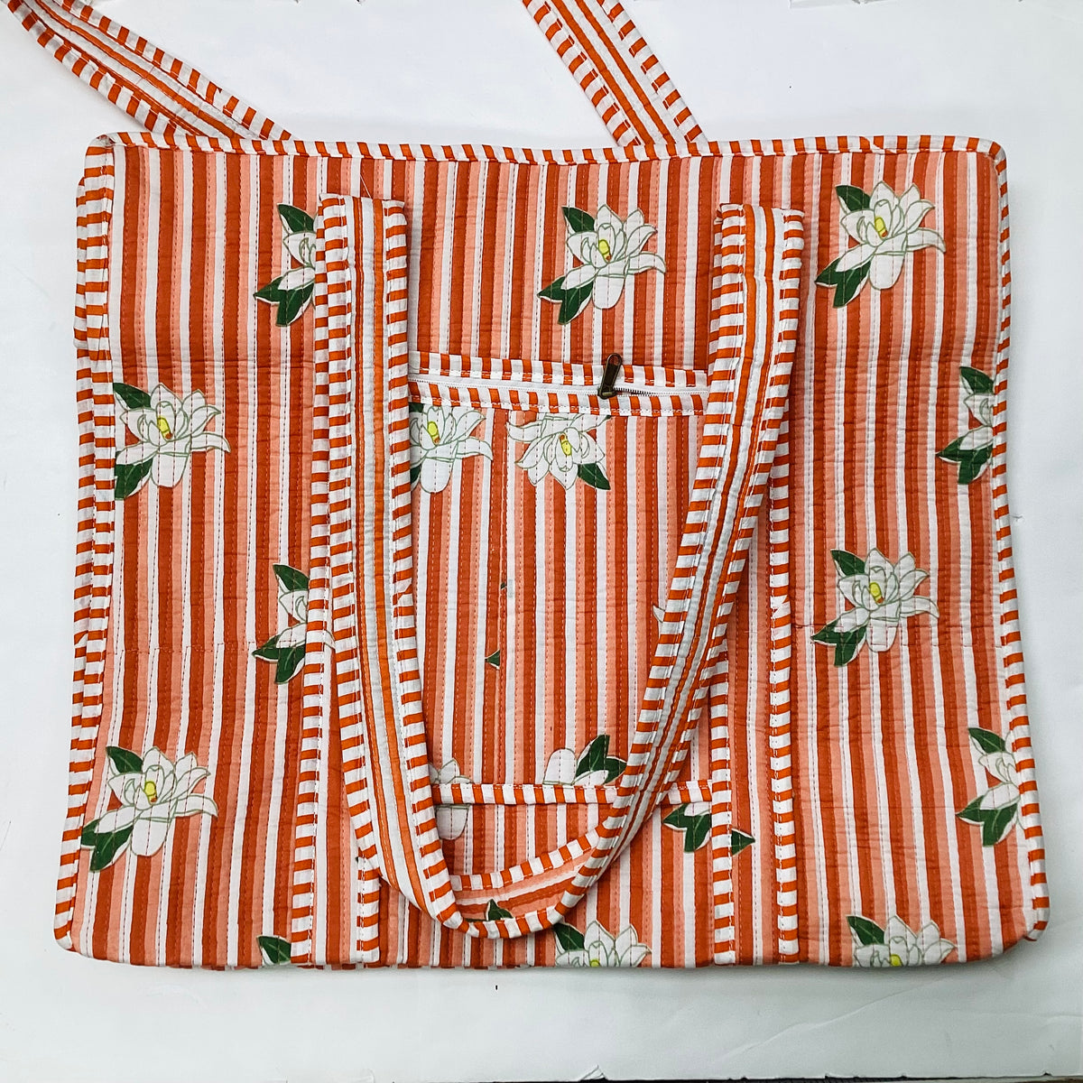 Large Cotton Quilted Tote Bag