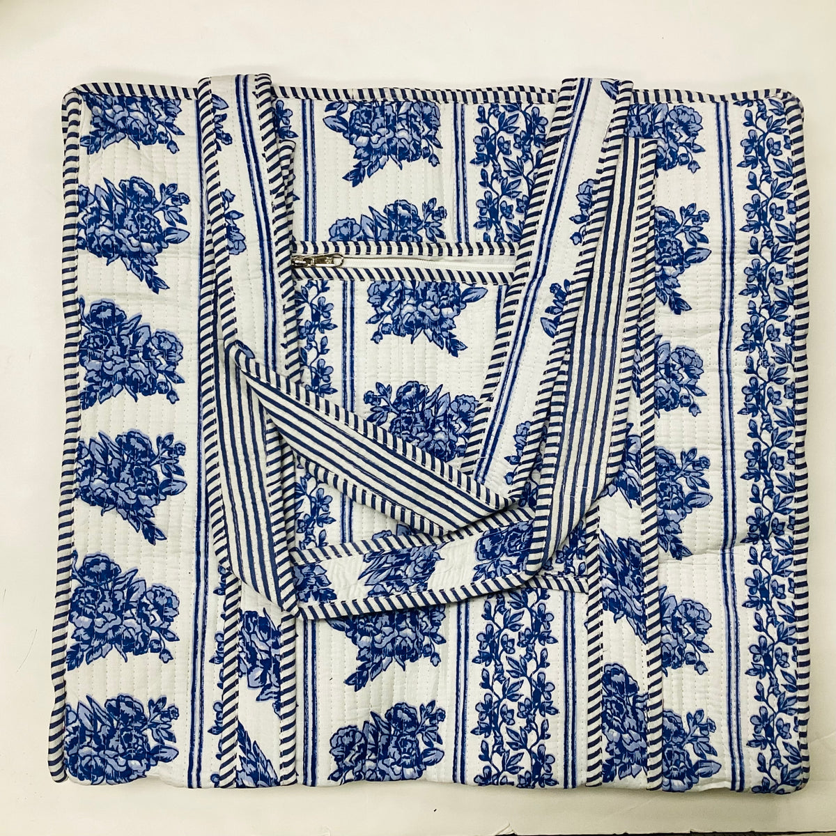 Large Cotton Quilted Tote Bag