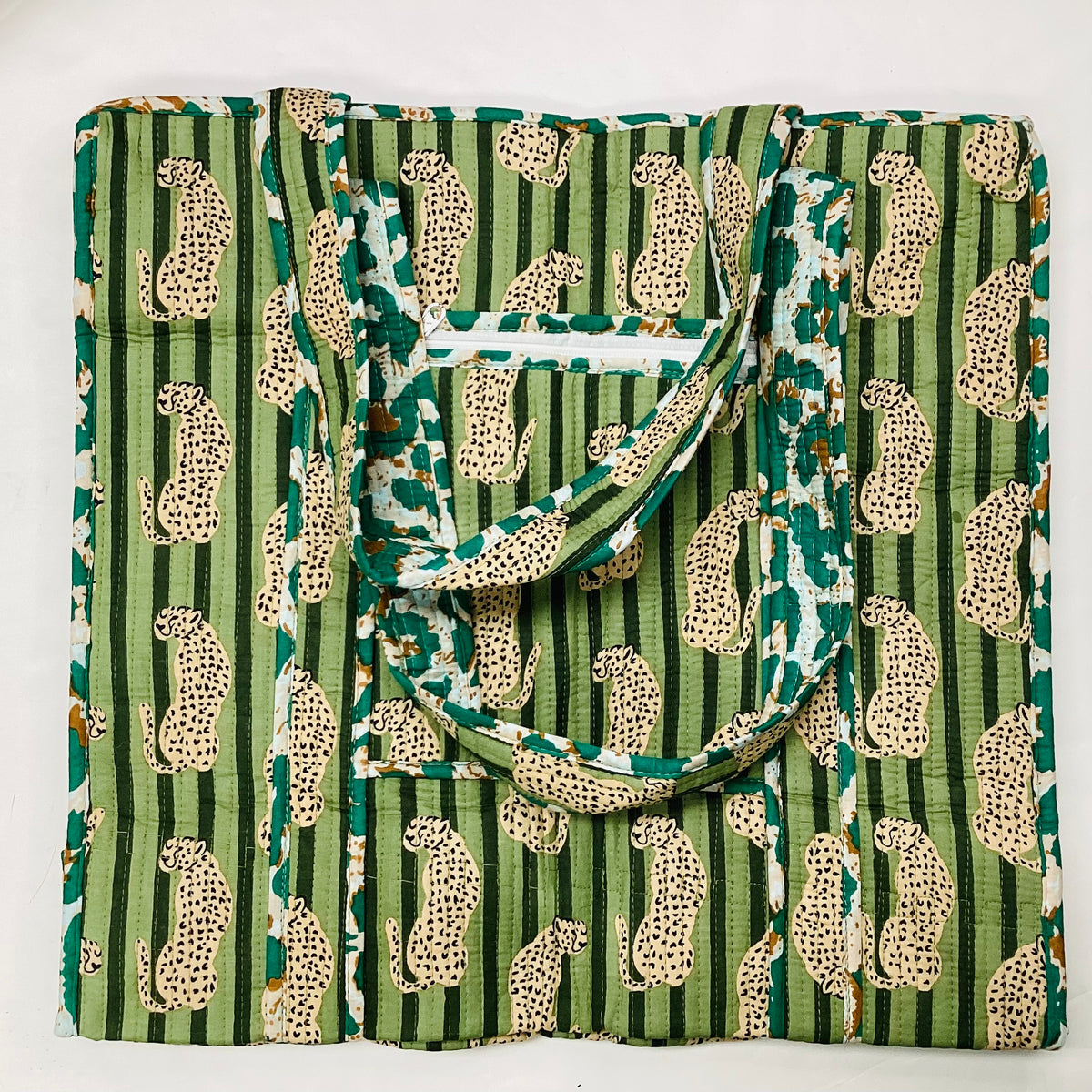 Large Cotton Quilted Tote Bag