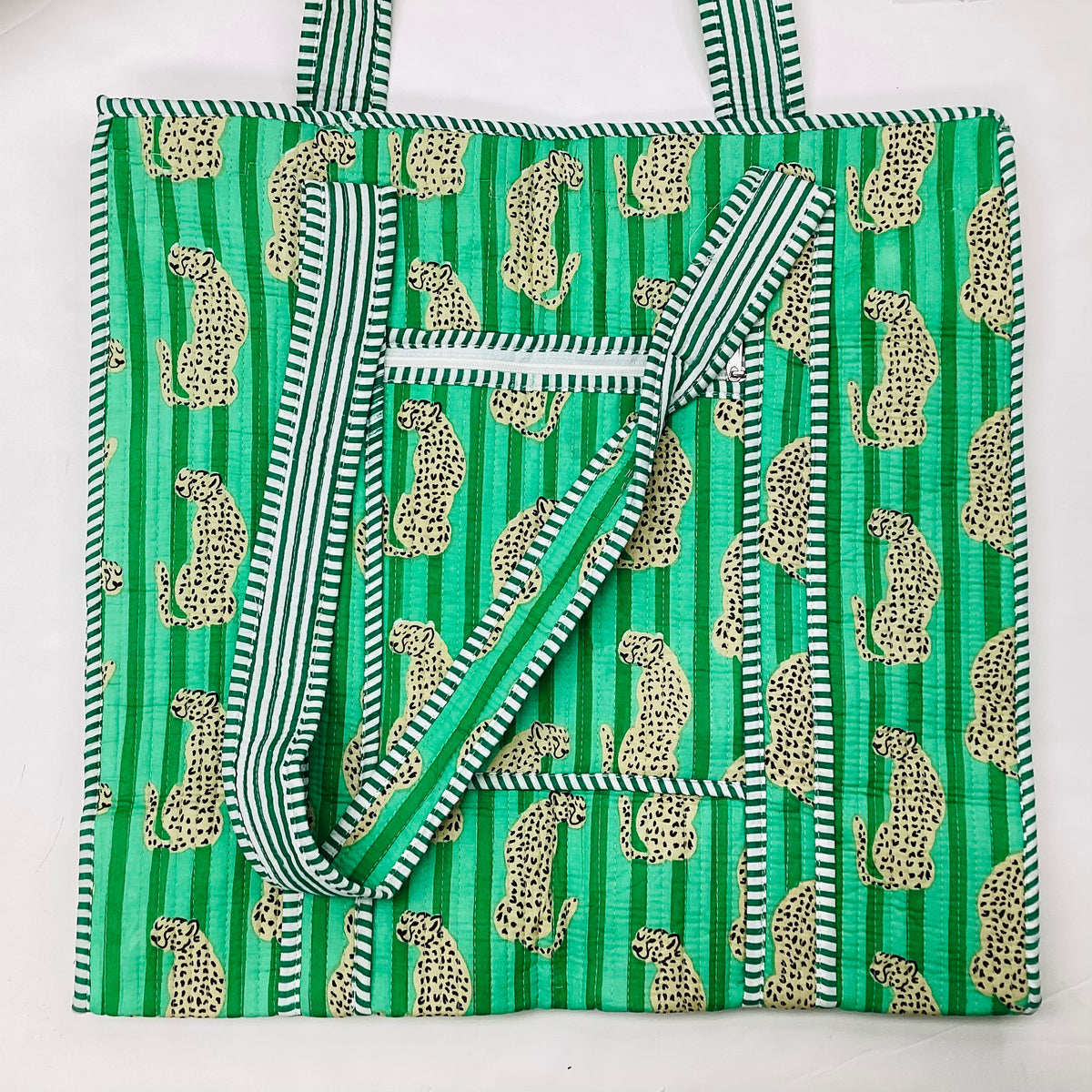 Large Cotton Quilted Tote Bag