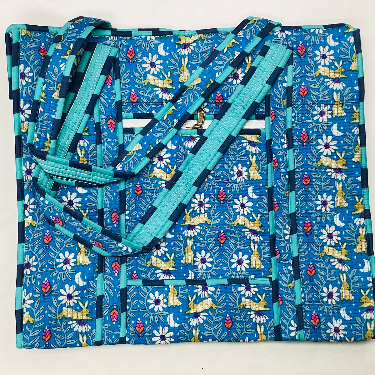 Large Cotton Quilted Tote Bag
