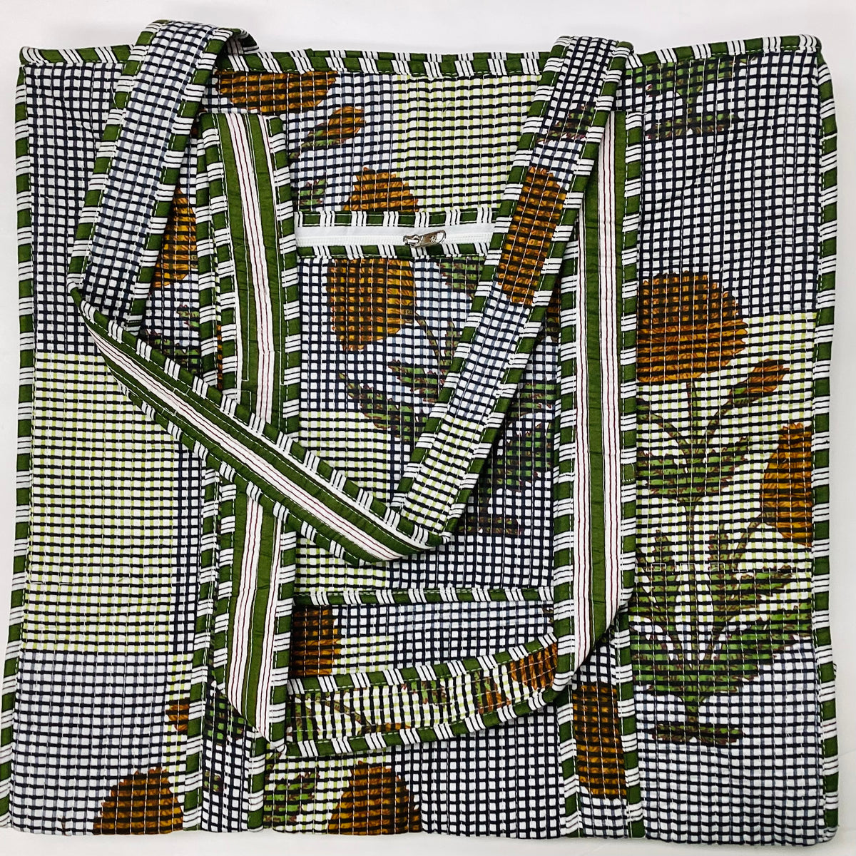 Large Cotton Quilted Tote Bag