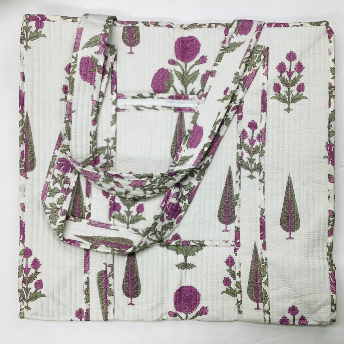 Large Cotton Quilted Tote Bag