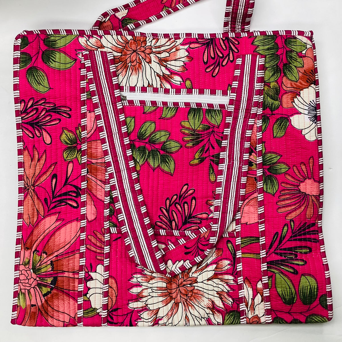 Large Cotton Quilted Tote Bag