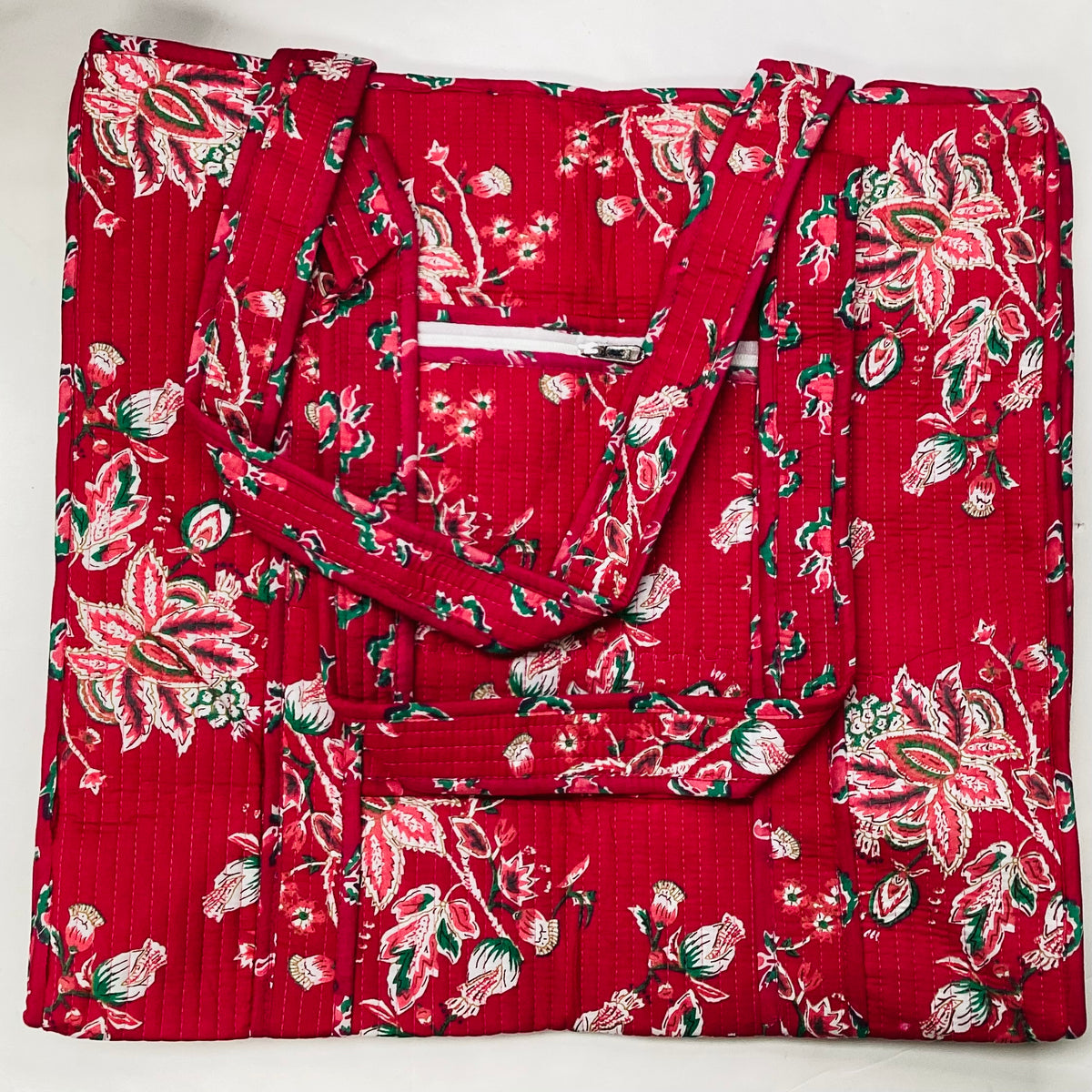 Large Cotton Quilted Tote Bag