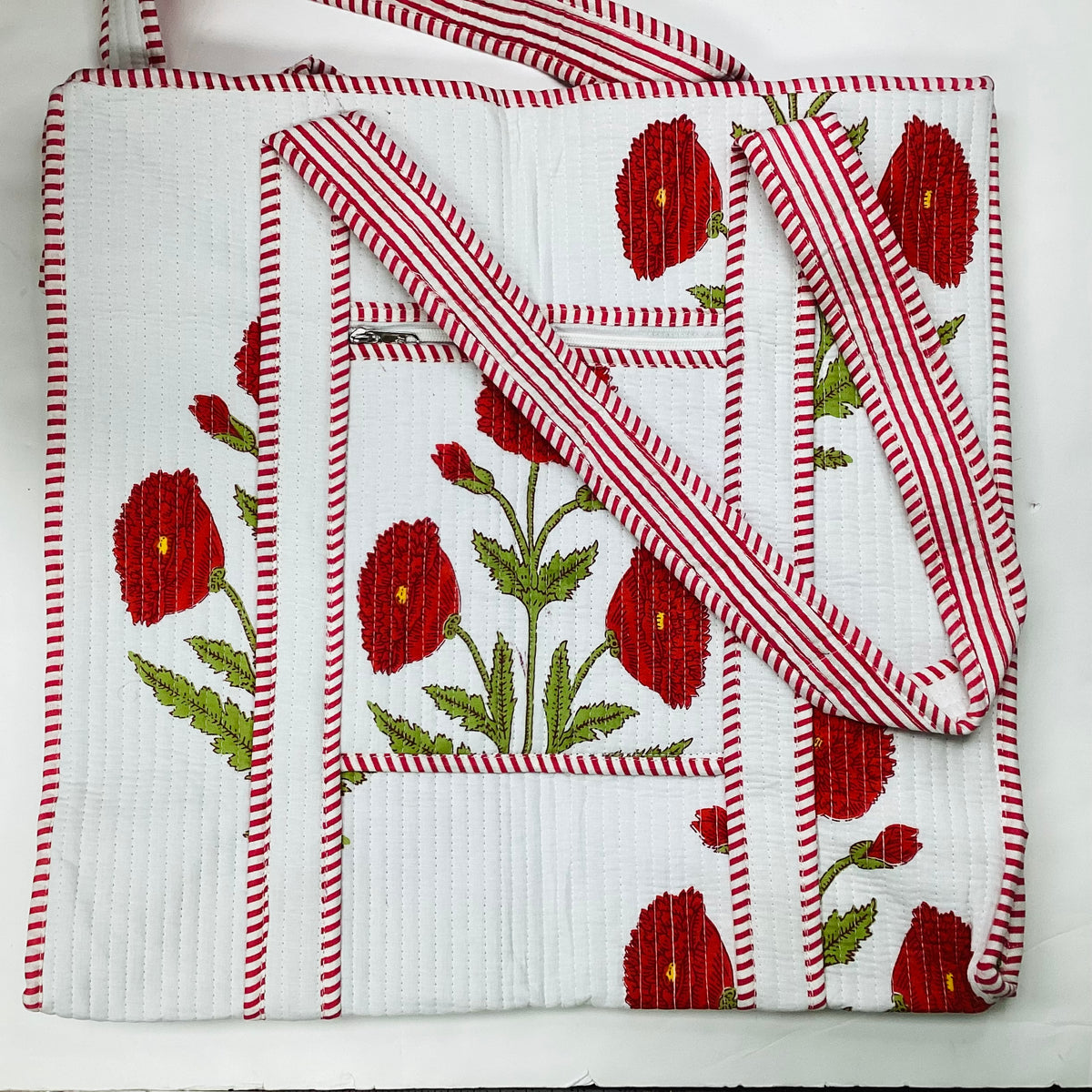 Large Cotton Quilted Tote Bag