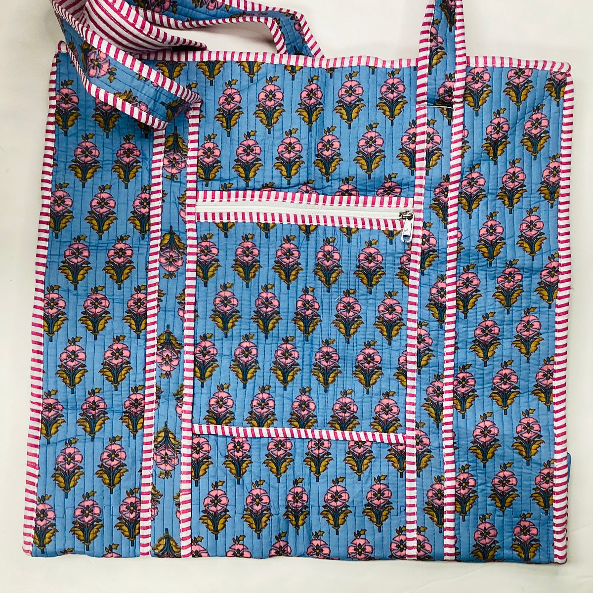 Large Cotton Quilted Tote Bag