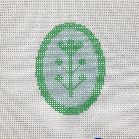 Blue & Green Block Print Flower B