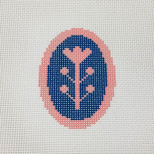 Navy & Pink Block Print Flower B