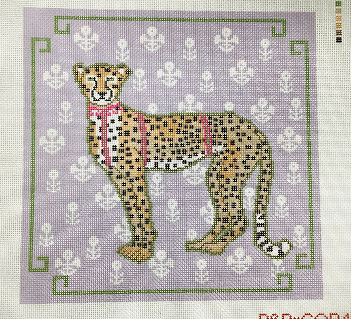 Cheetah Pillow Needlepoint Canvas - Lavender Background