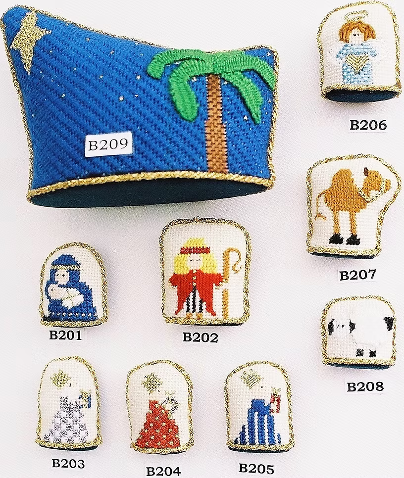 Nativity Set with Palm Tree Background Needlepoint Set