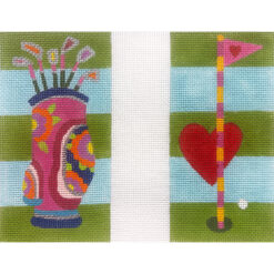 Golf Hearts Eye Glass Case Needlepoint Canvas
