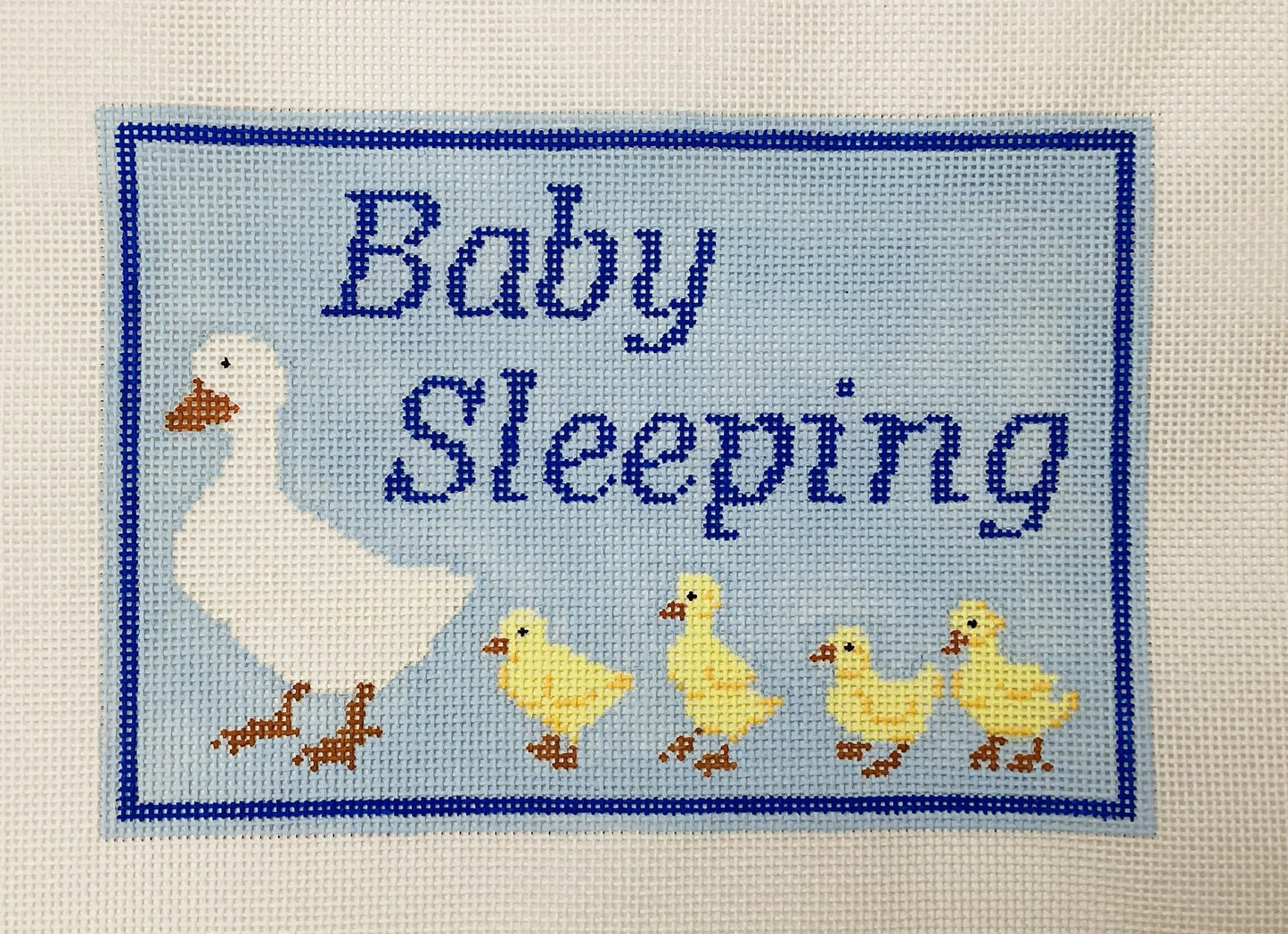 Baby Sleeping - Blue Needlepoint