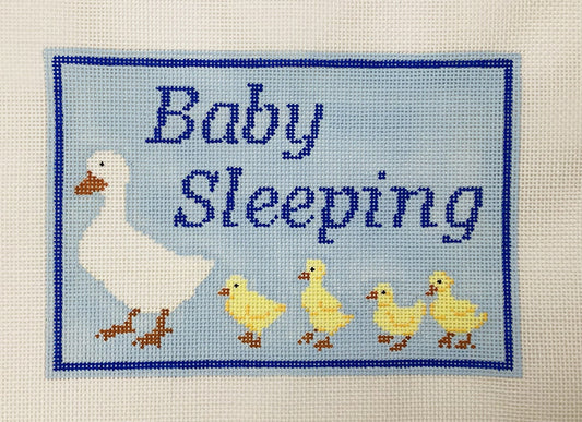 Baby Sleeping - Blue Needlepoint