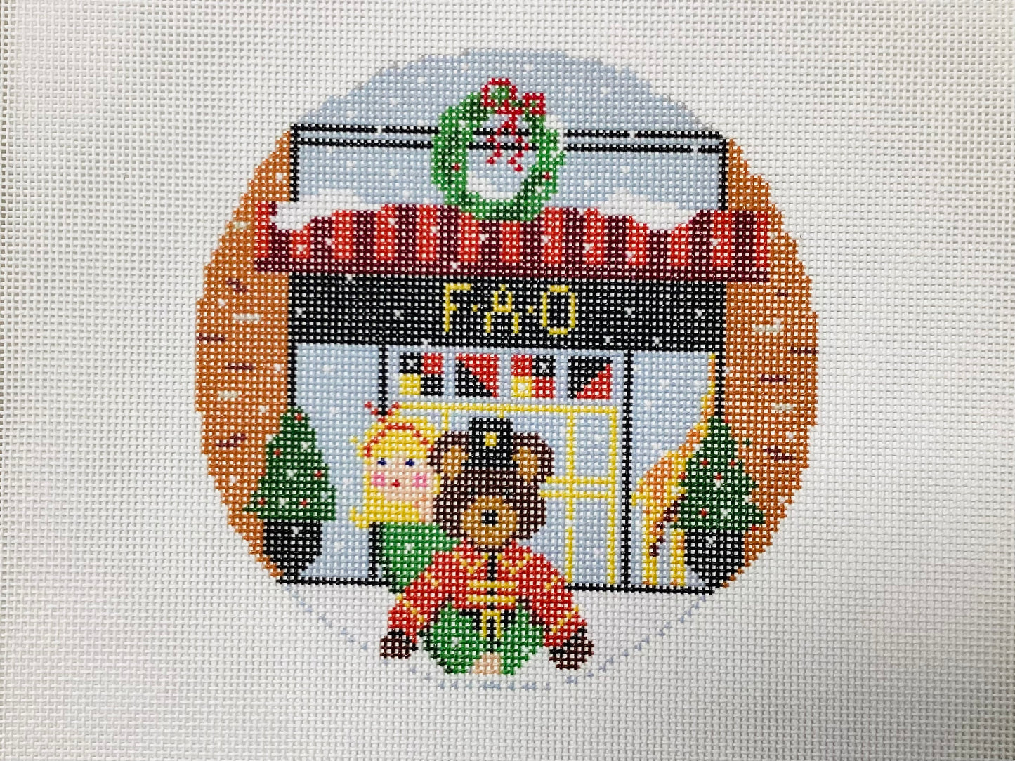 FAO Holiday Round Needlepoint